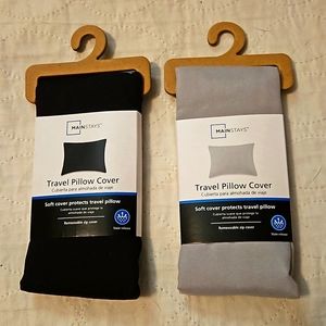 Travel/Small pillow Cases/Coverings Zip Closures. 1-Black, 1-Grey